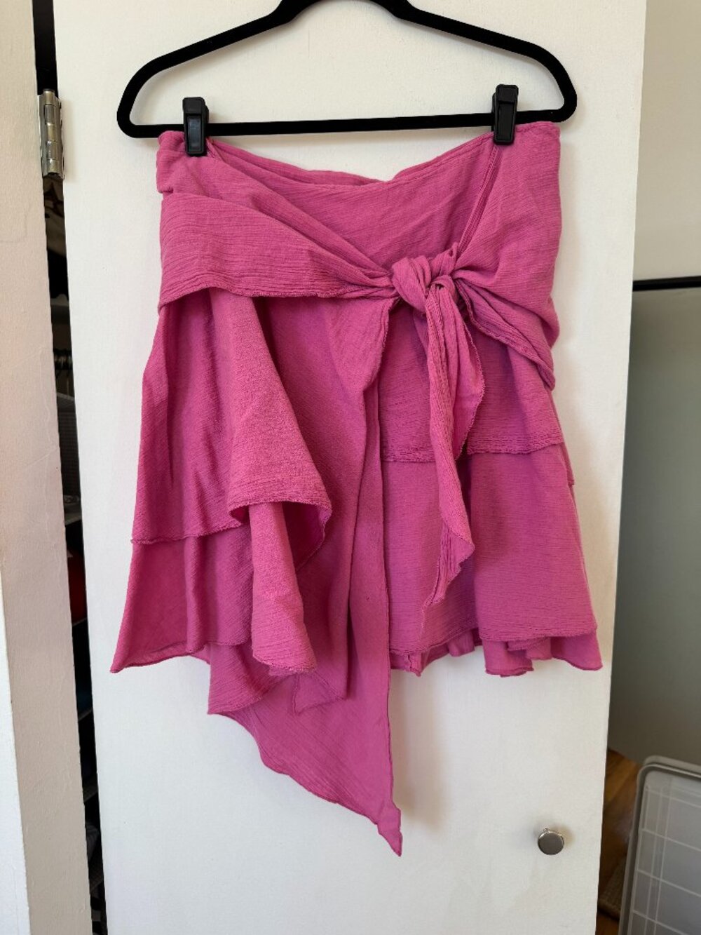 French Connection Pink Cotton Tiered Tie Skirt Size 8